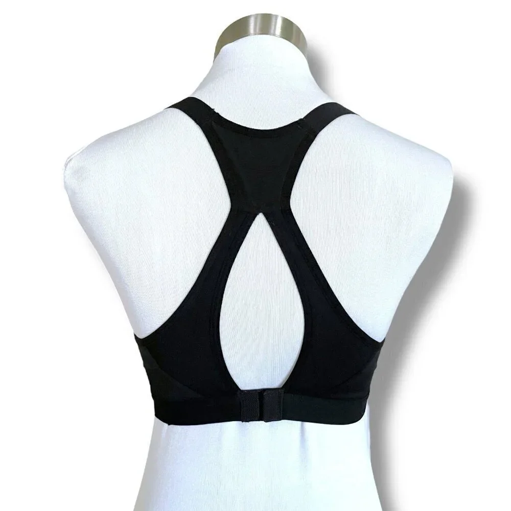 Victorias Secret 34B Sports Bra Gray Black Wireless Racerback High Impact Gym